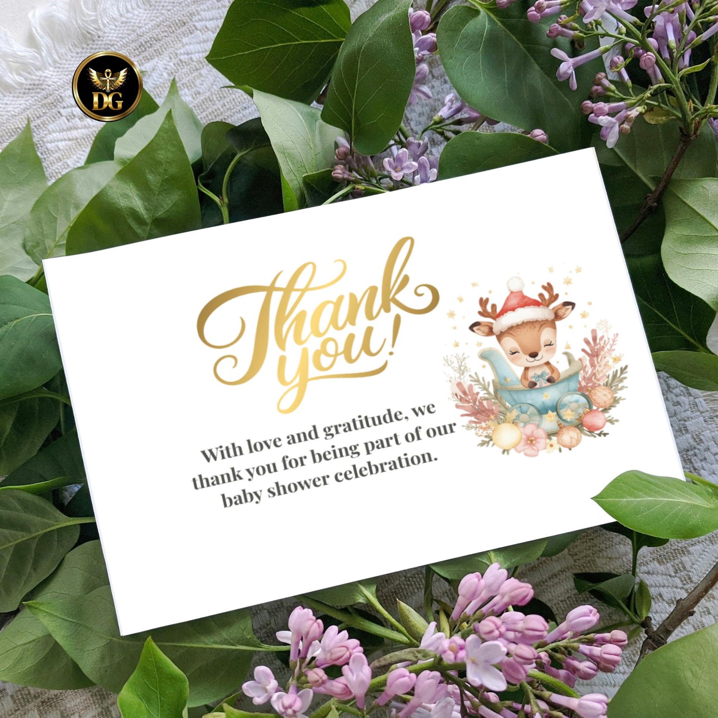 Christmas Baby Shower Invitation Bundle | Editable Baby Reindeer & Sleigh Canva Template