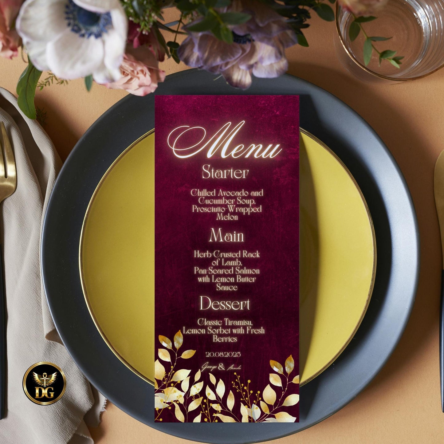Burgundy Maroon Velvet, Gold Leaf Wedding Invitation Suite 8-Piece Canva Template Bundle | Luxury Digital & Printable Wedding Stationery Set