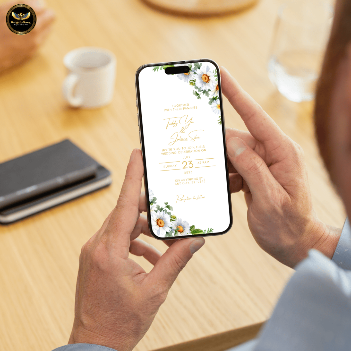 White Daisy Invite, Minimal Wedding, Editable Canva, Digital Wedding, Modern Invite, Printable Cards, Garden Wedding, Elegant Wedding, Corner Flower, Instant Download, Bridal Shower, Romantic Invite, Simple Wedding