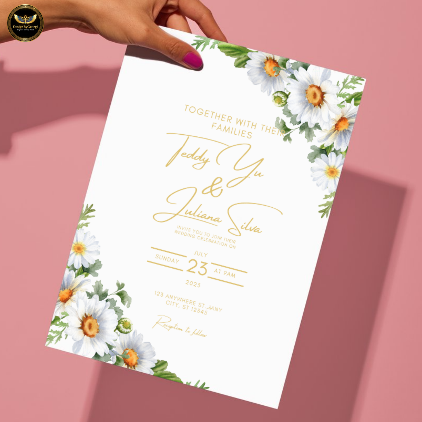 White Daisy Invite, Minimal Wedding, Editable Canva, Digital Wedding, Modern Invite, Printable Cards, Garden Wedding, Elegant Wedding, Corner Flower, Instant Download, Bridal Shower, Romantic Invite, Simple Wedding