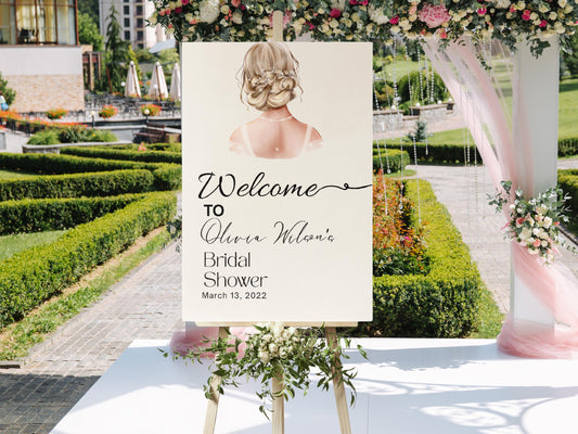 Boho Bride Bridal Shower Welcome Sign Elegant Back Illustration Digital Download Printable Invitation Template Editable  Instant Download