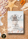 Beach Bridal Shower Invitation: Modern Ocean Theme (Digital Download, Template)Printable Invitation Template Editable Canva Instant Download