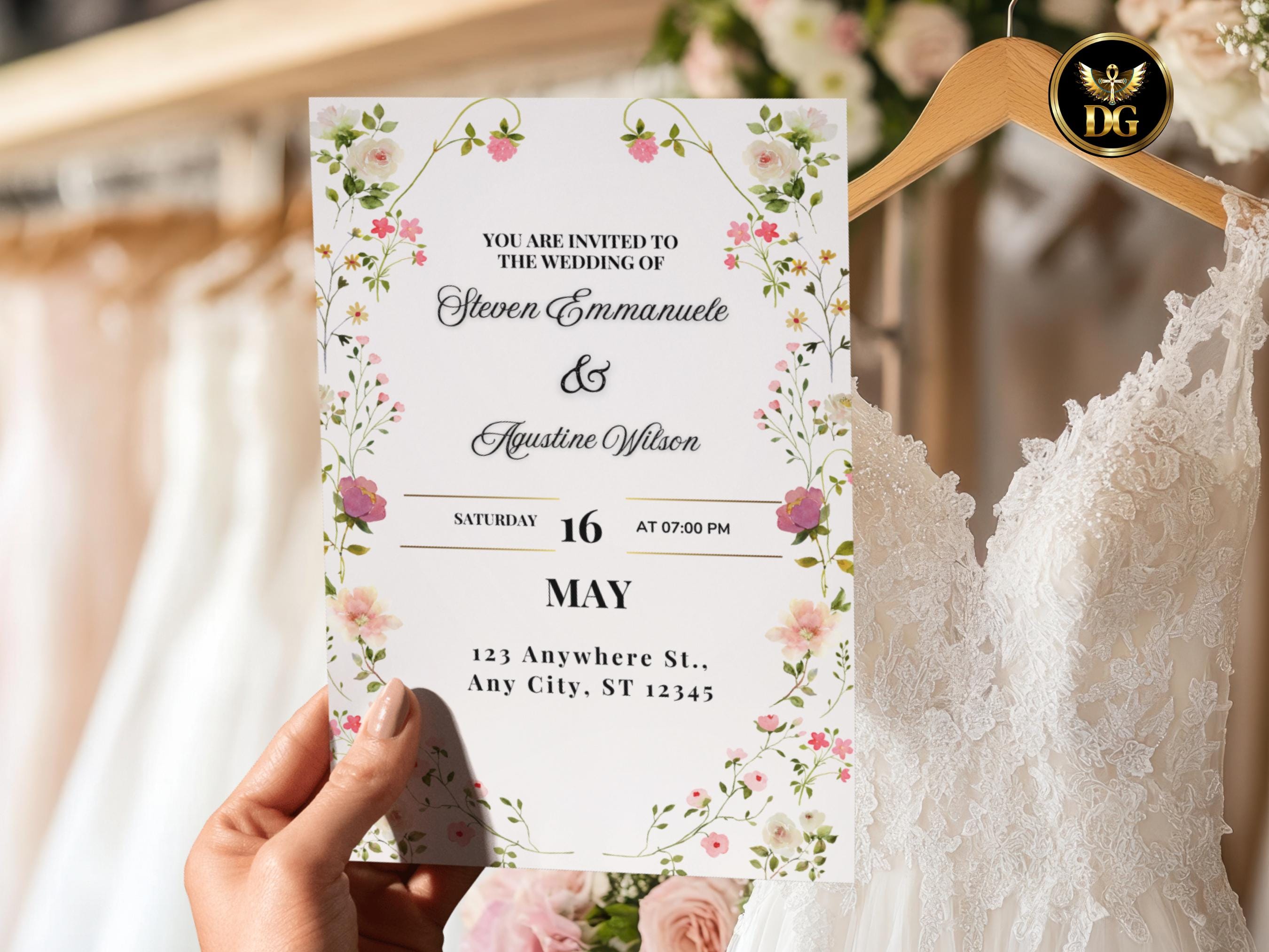 Boho Wedding Invitation Set Rustic Wedding Suite Printable RSVP Details ThankYouCard Printable Invitation Template Editable Instant Download