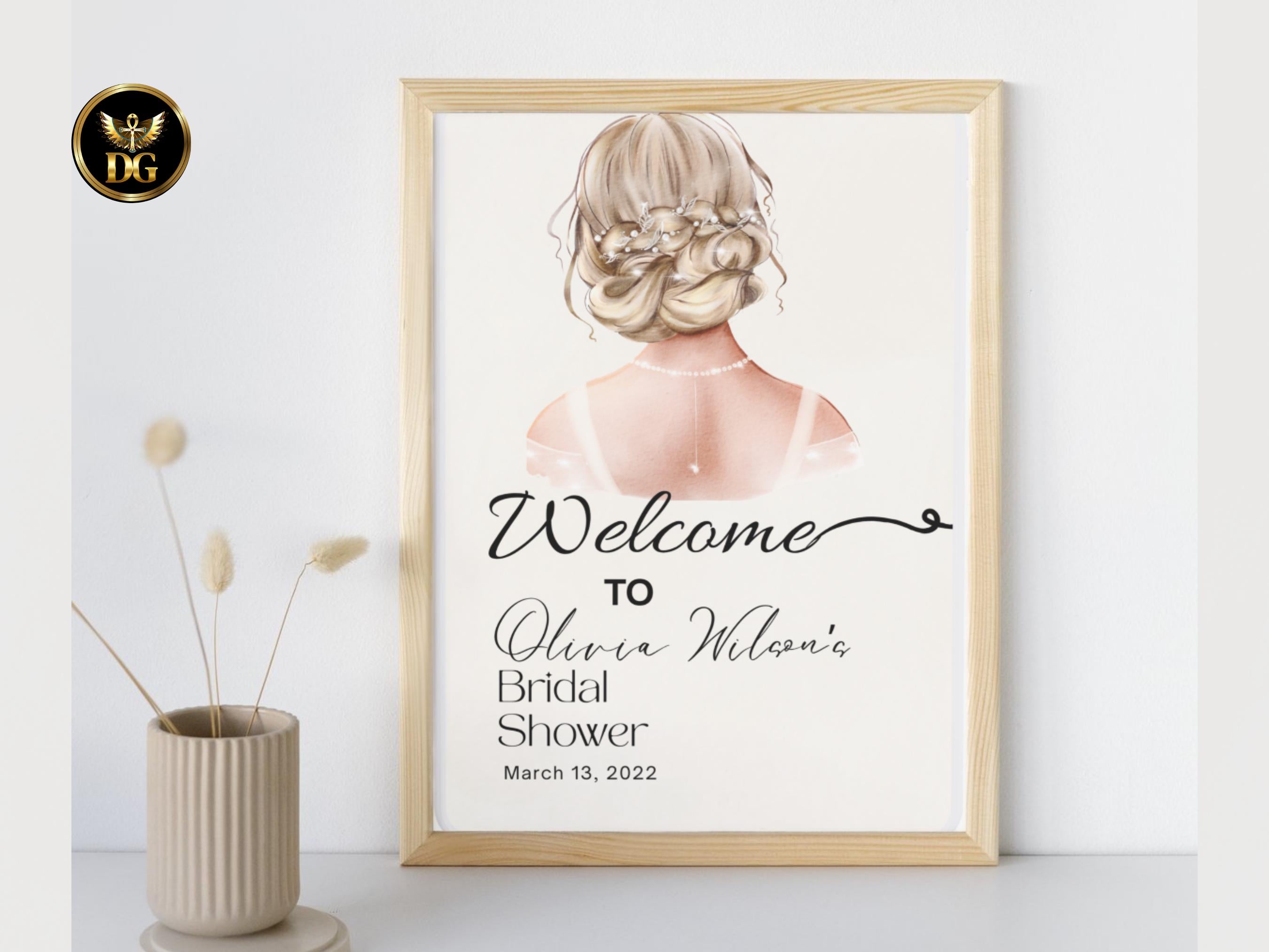 Boho Bride Bridal Shower Welcome Sign Elegant Back Illustration Digital Download Printable Invitation Template Editable  Instant Download