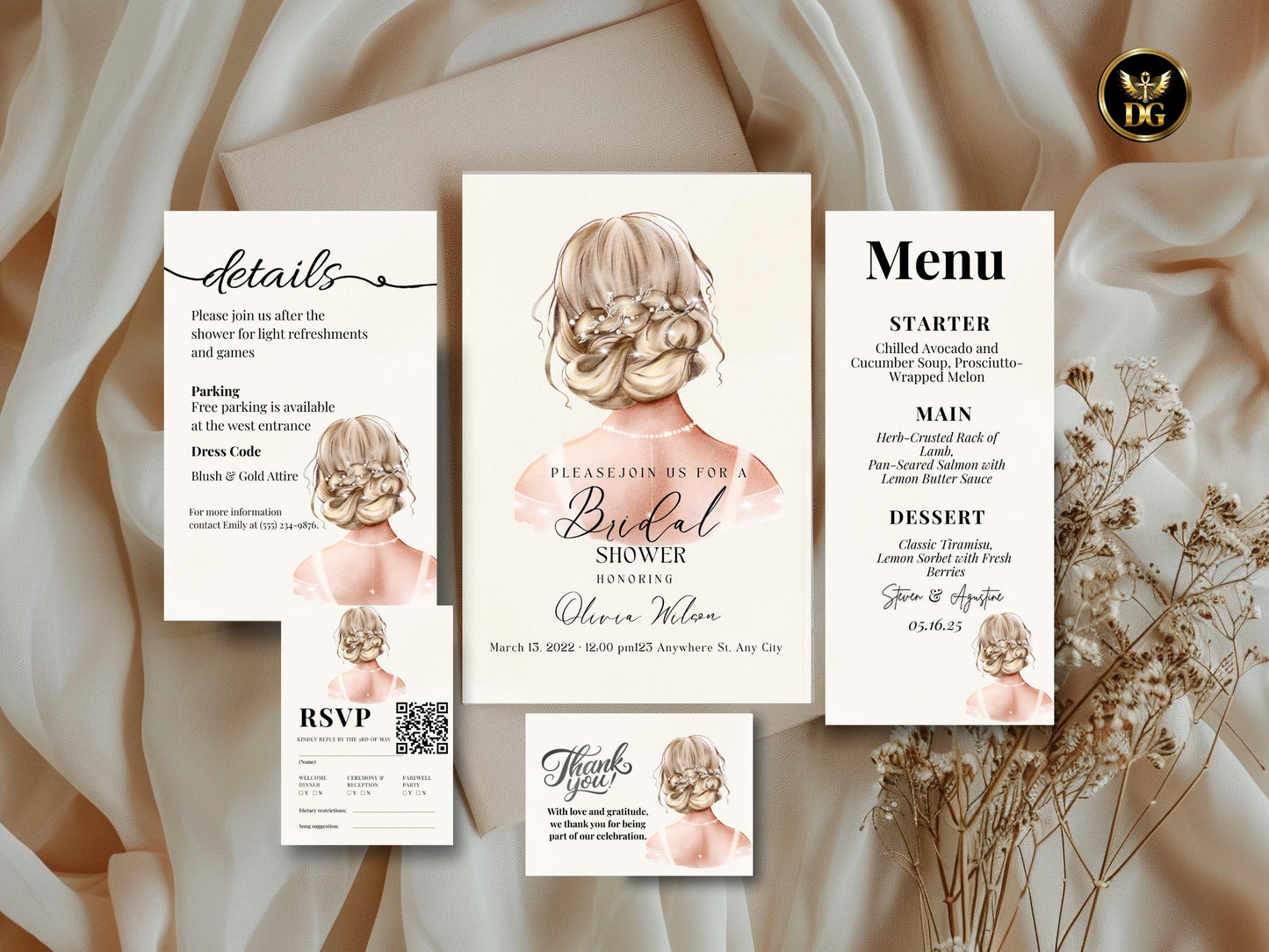 Boho Bride Bridal Shower Welcome Sign Elegant Back Illustration Digital Download Printable Invitation Template Editable  Instant Download