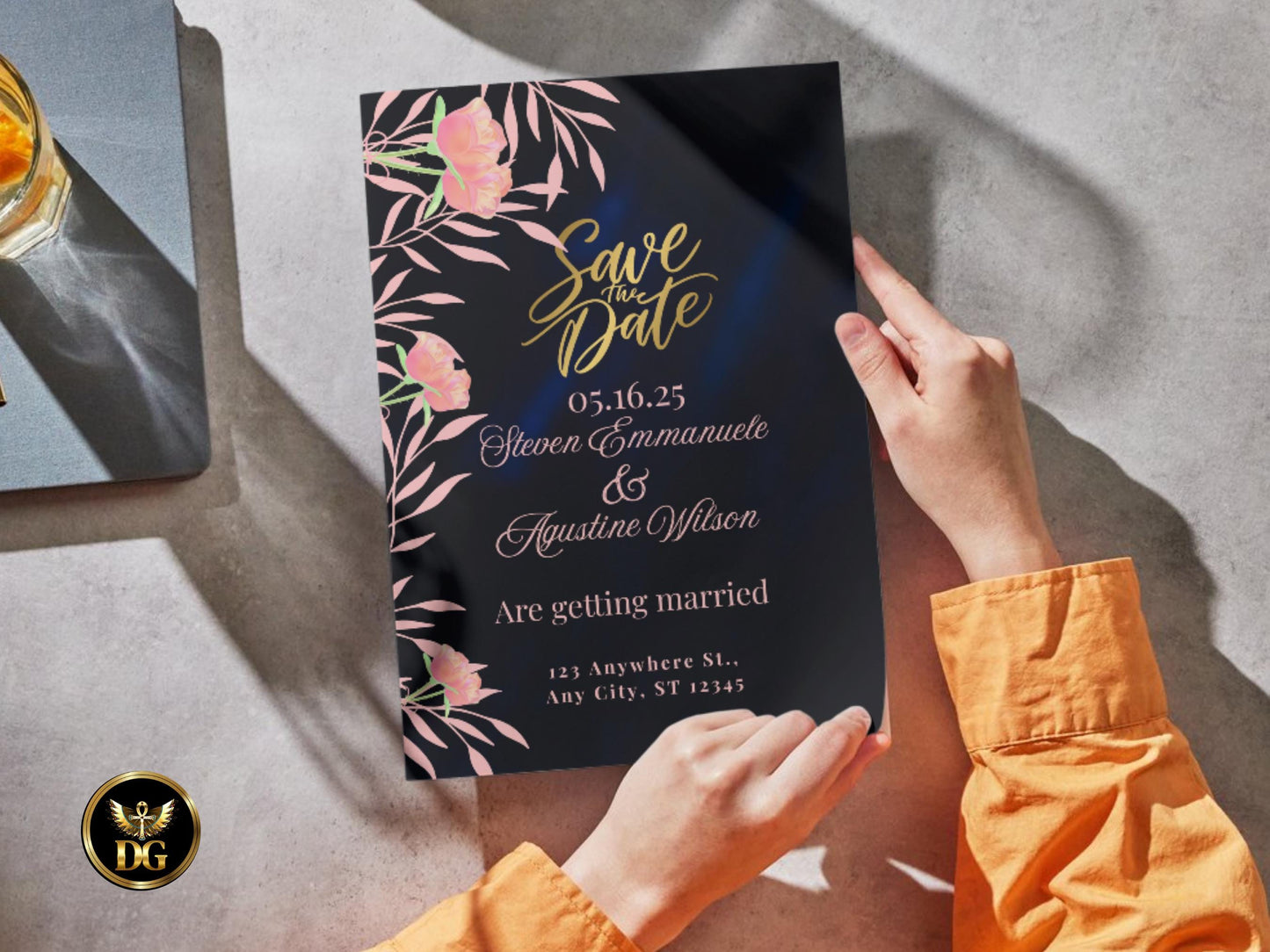 BlushLily Floral Wedding Invitation Suite Printable Digital Download Navy Pink Printable Invitation Template Editable Canva Instant Download