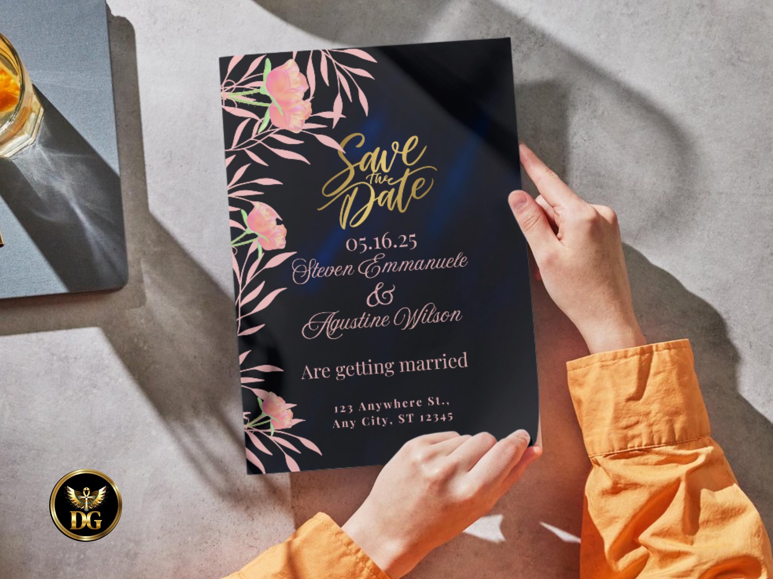BlushLily Floral Wedding Invitation Suite Printable Digital Download Navy Pink Printable Invitation Template Editable Canva Instant Download