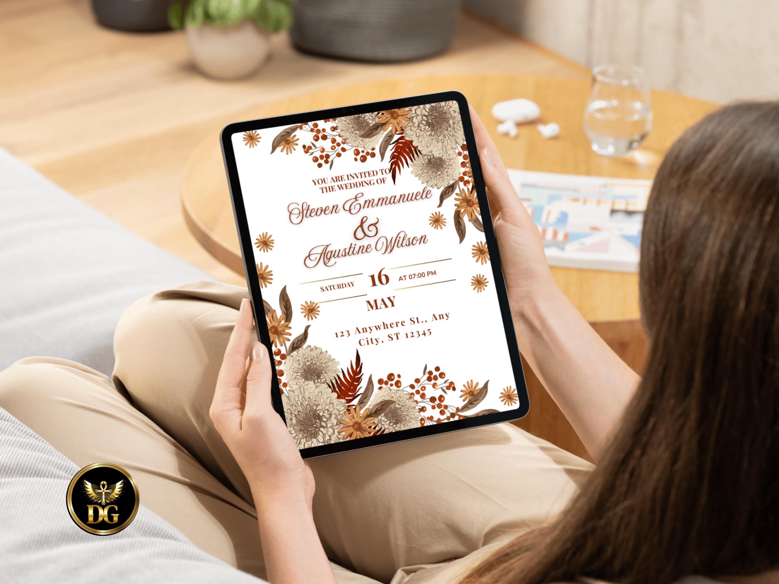 Autumn Boho Wedding Invitation Suite Editable Printable Save the Date, Invite, Menu, RSVP - Digital Download Printable Template Editable