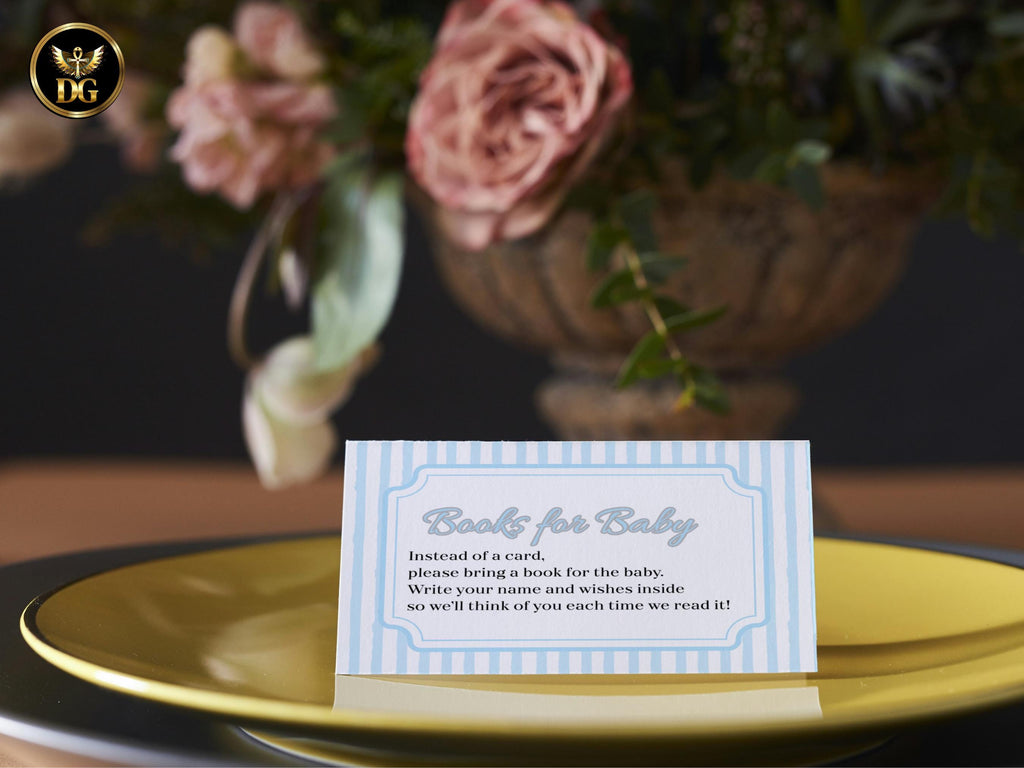 Blue Baby Shower Invitation Bundle, Editable Canva Template Boy Baby Shower Invite with Diaper Raffle Book for Baby Cards Printable Download