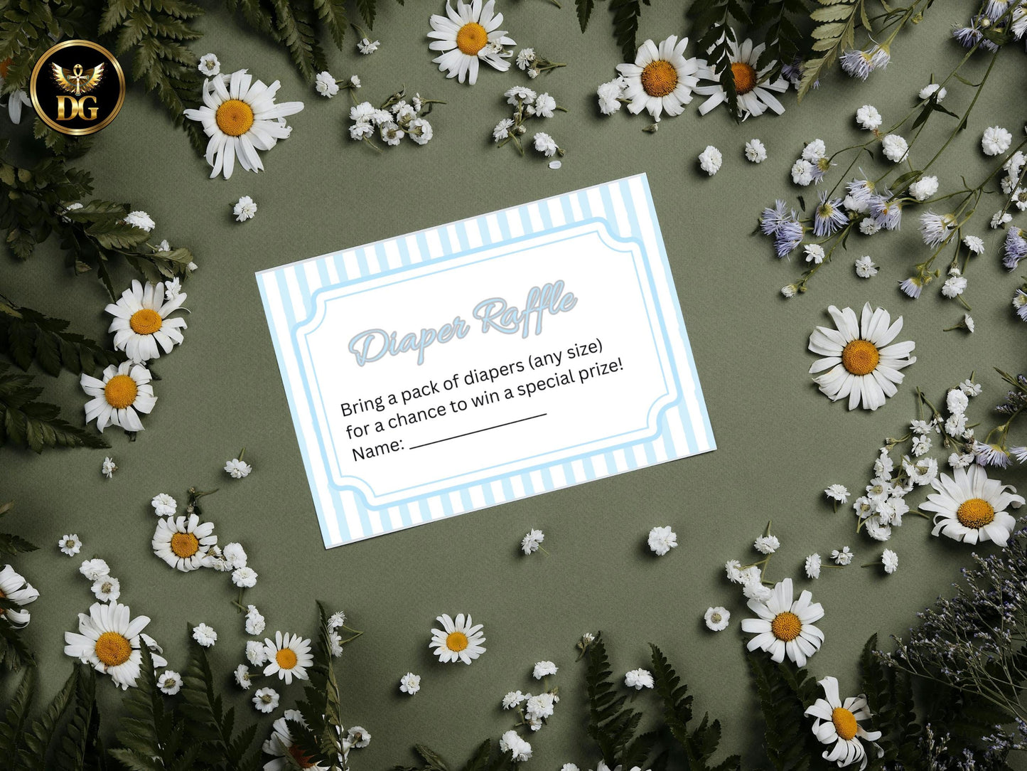 Blue Baby Shower Invitation Bundle, Editable Canva Template Boy Baby Shower Invite with Diaper Raffle Book for Baby Cards Printable Download