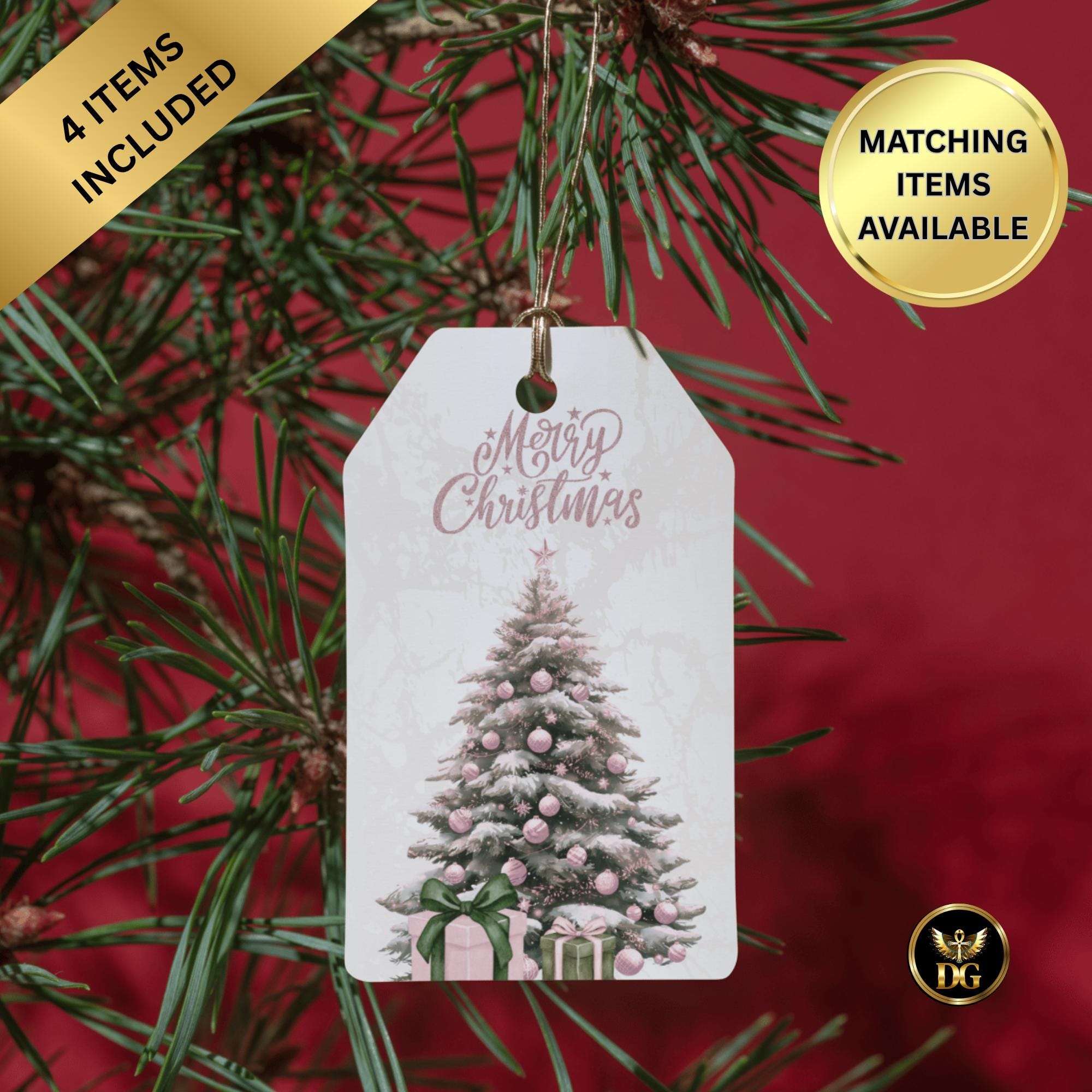 Baby Shower Christmas Bundle – “Baby It’s Cold Outside” Pink Gold – Matching Tags, Cupcake Toppers, Bottle Labels, Table Signs