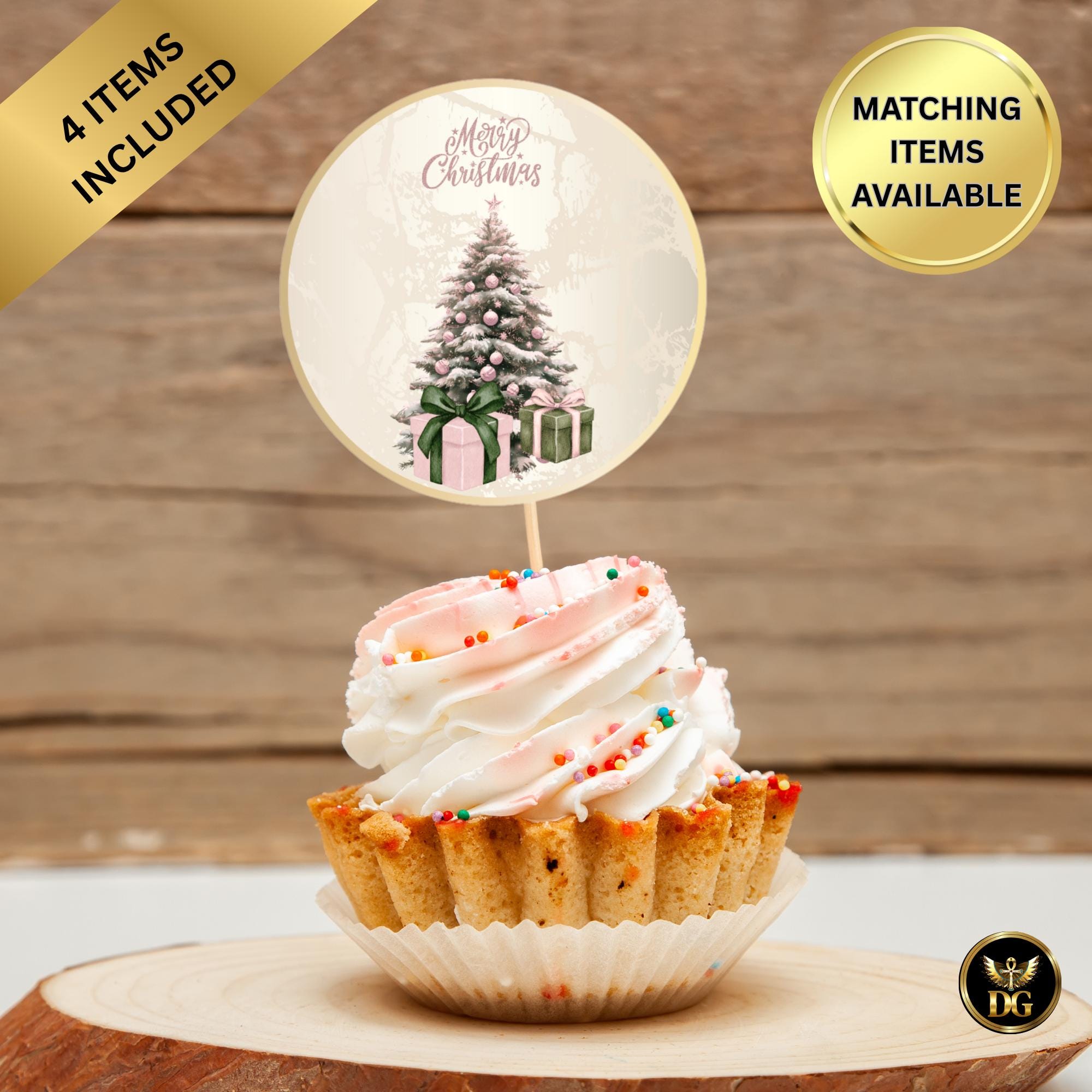 Baby Shower Christmas Bundle – “Baby It’s Cold Outside” Pink Gold – Matching Tags, Cupcake Toppers, Bottle Labels, Table Signs