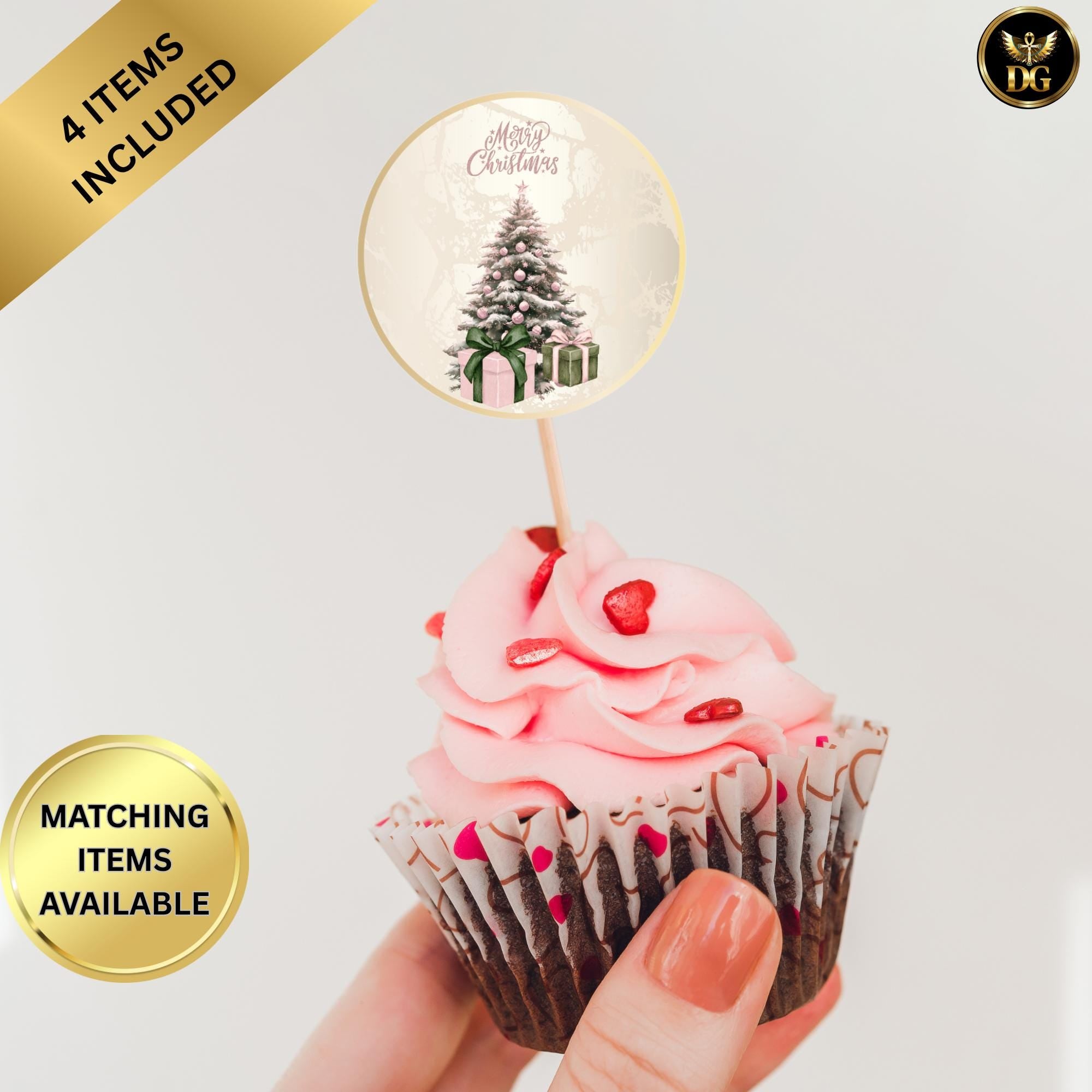 Baby Shower Christmas Bundle – “Baby It’s Cold Outside” Pink Gold – Matching Tags, Cupcake Toppers, Bottle Labels, Table Signs