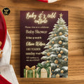 Baby It’s Cold Outside Christmas Baby Shower Invitation, Winter Gold Green Holiday Invite, Digital 1080x1920 & Printable 5x7 Template