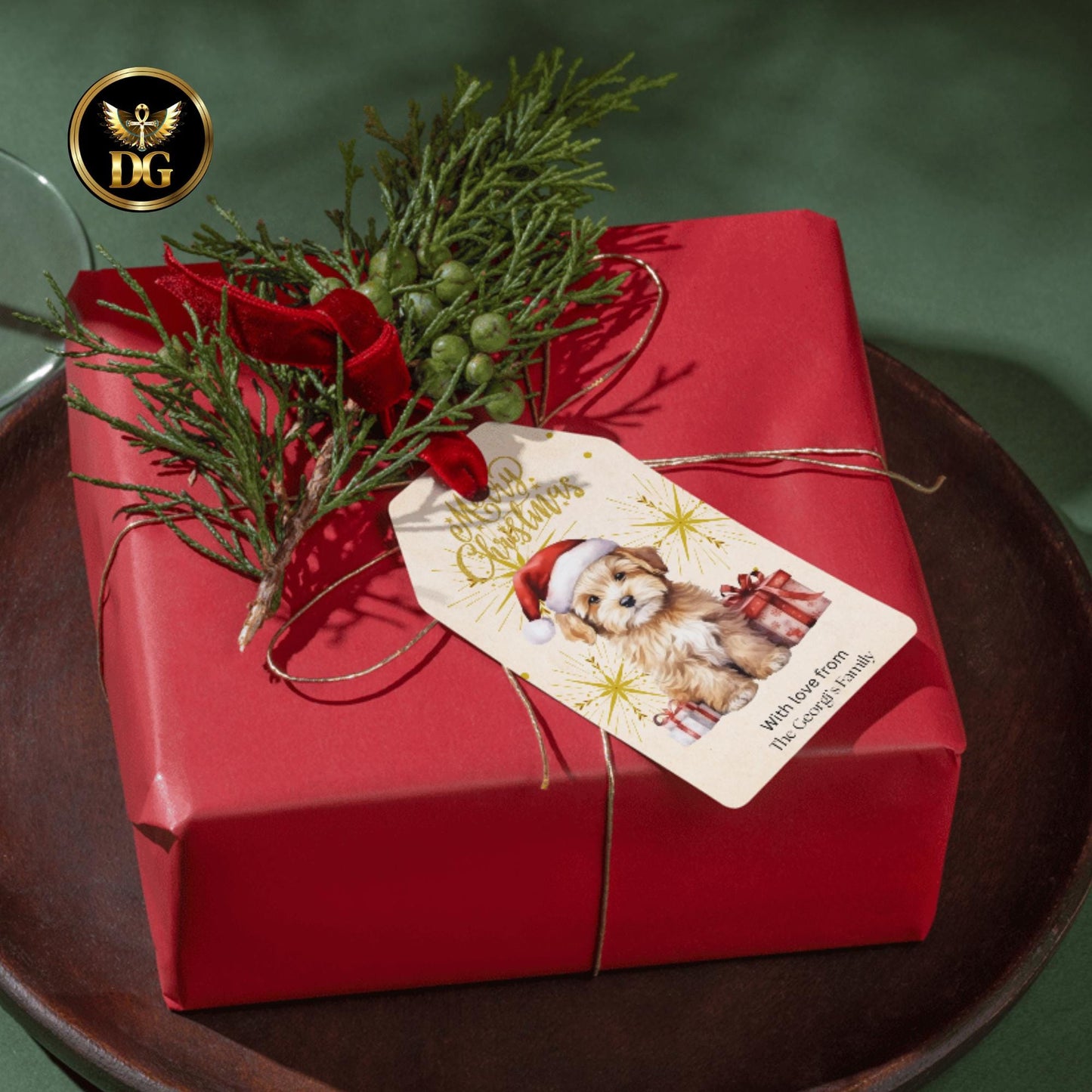 Christmas Dog Gift Tags Printable | Cute Puppy Holiday Tags | Merry Christmas Label Template | Editable Canva Pet Xmas Gift Tag Sheet