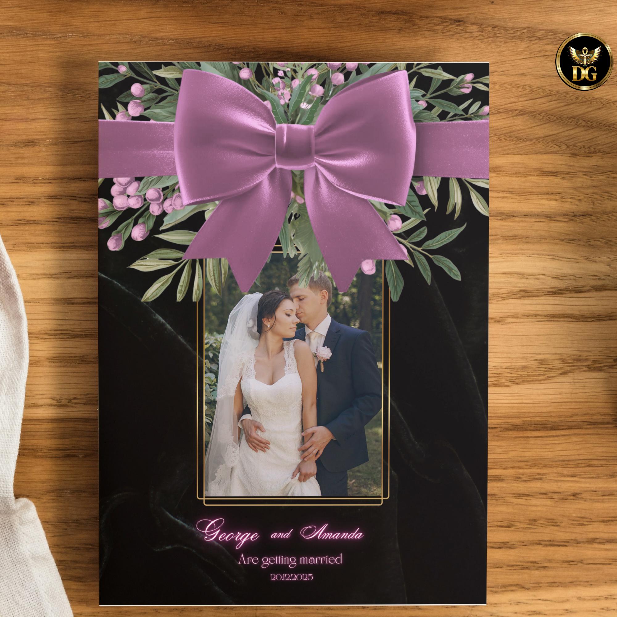 Black Velvet Wedding Invitation Suite | Luxury Purple Berry & Velvet Bow Canva Templates | Elegant Editable 8-Piece Invitation Bundle