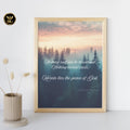 A Course in Miracles Quote Print | 5 Sizes | Nothing Real Can Be Threatened | Spiritual Wall Art Misty Forest Sunset Poster Digital Download