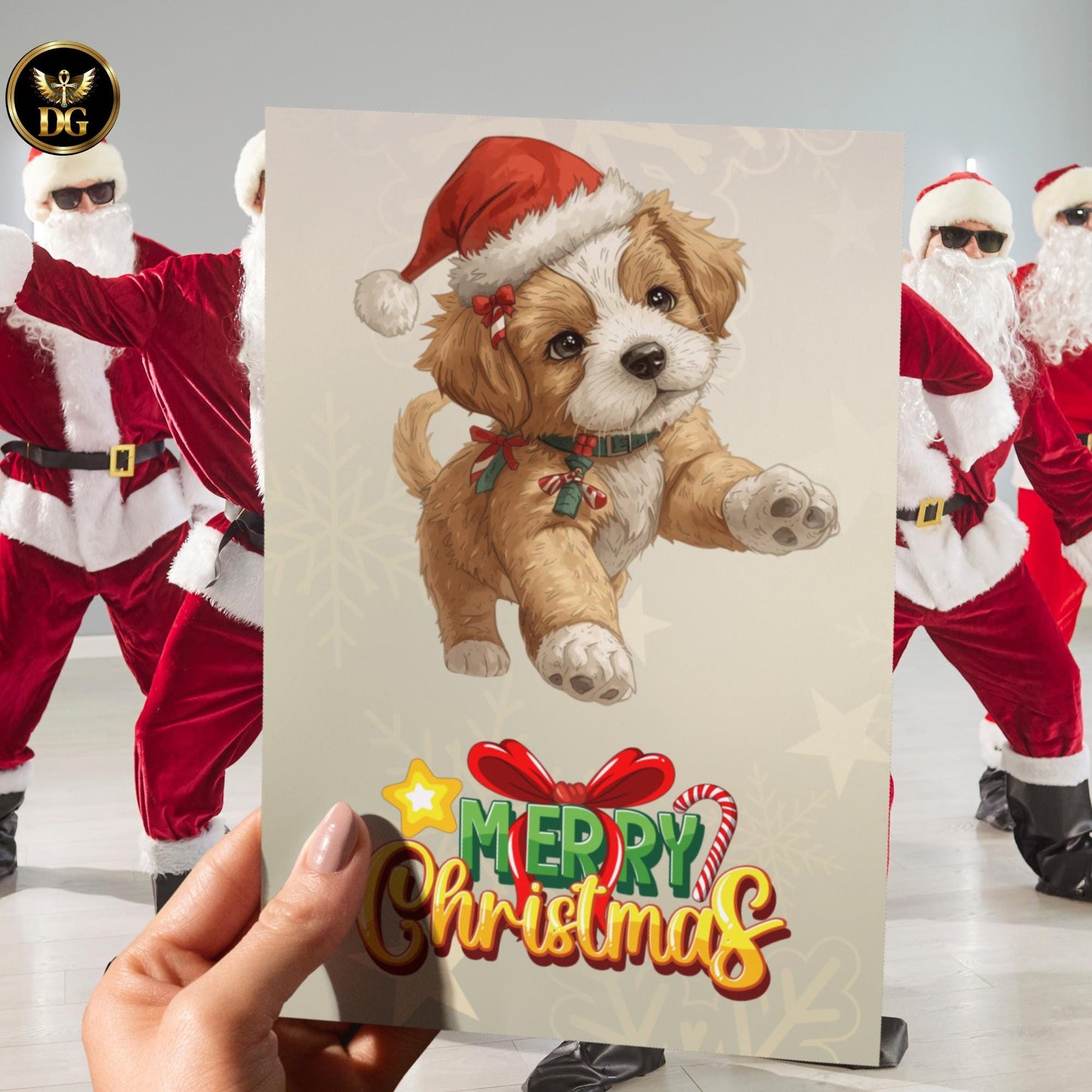 Bundle of 8 Adorable Christmas Dog Greeting Cards – Editable Canva Templates – Instant Digital Download