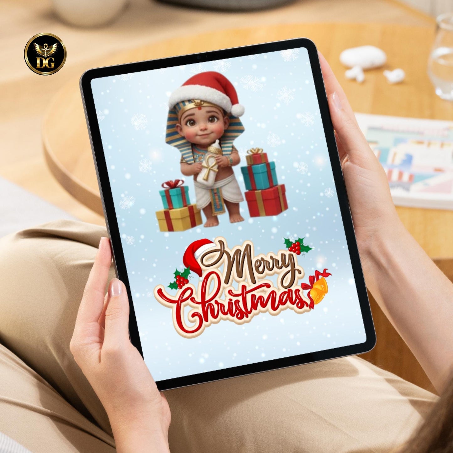 Bundle of 8 Cute Pharaoh Baby Christmas Cards – Boy & Girl Edition – Editable Canva Templates – Instant Download