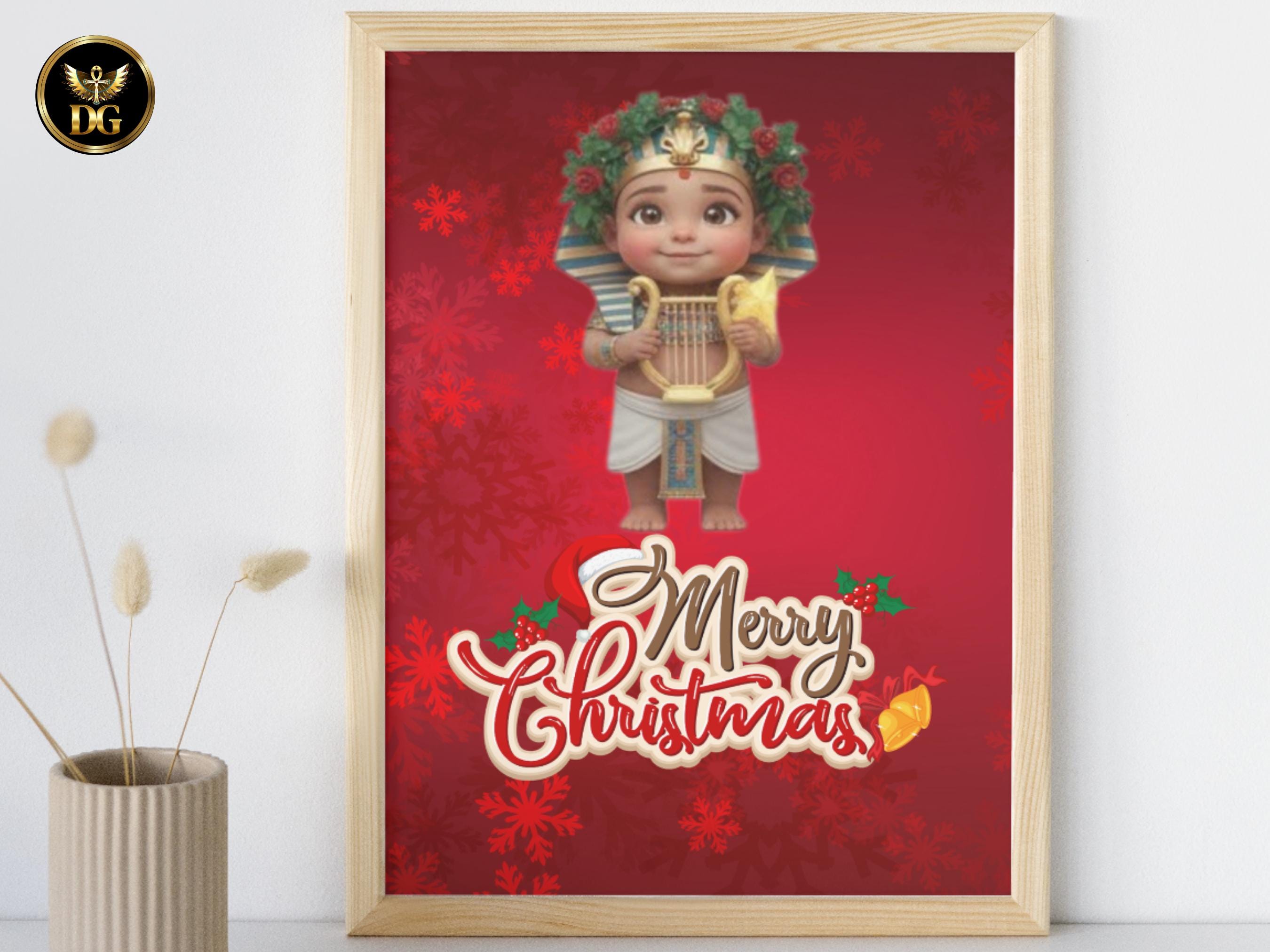 Bundle of 8 Cute Pharaoh Baby Christmas Cards – Boy & Girl Edition – Editable Canva Templates – Instant Download