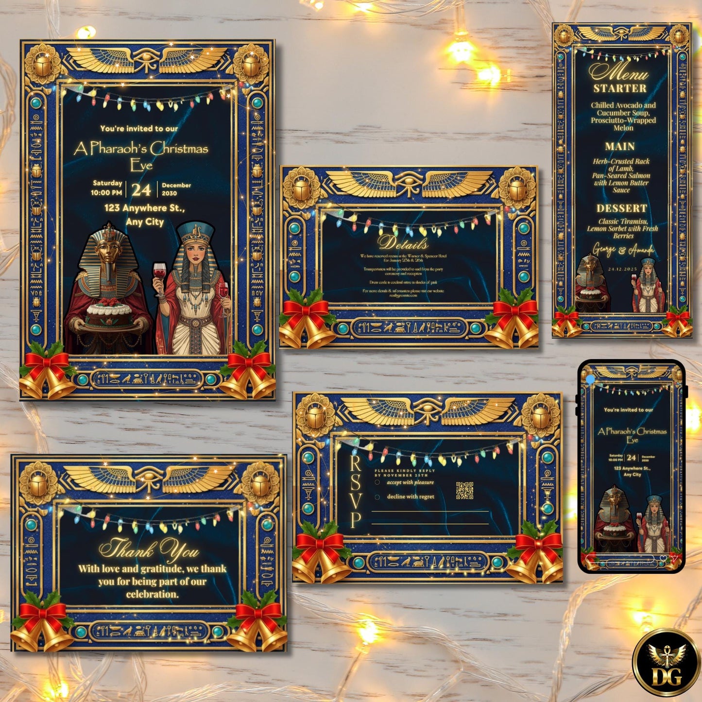 Christmas Eve Royal Ramses, Nefertari Request Your Presence The Most Legendary Digital Invitation Bundle