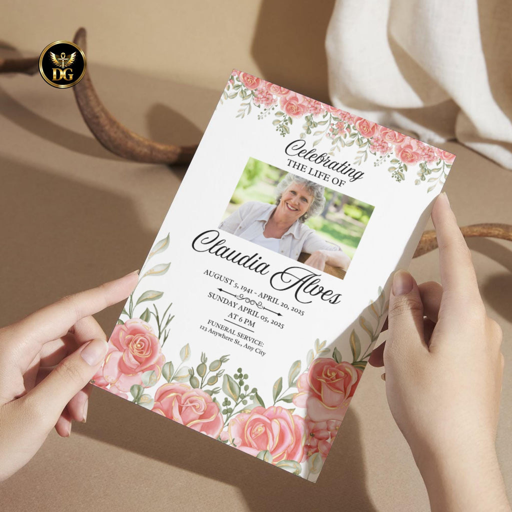 Blush Pink Floral Funeral Invitation Template Editable Memorial Service Invitation Template DigitalDownload Celebration of Life Announcement