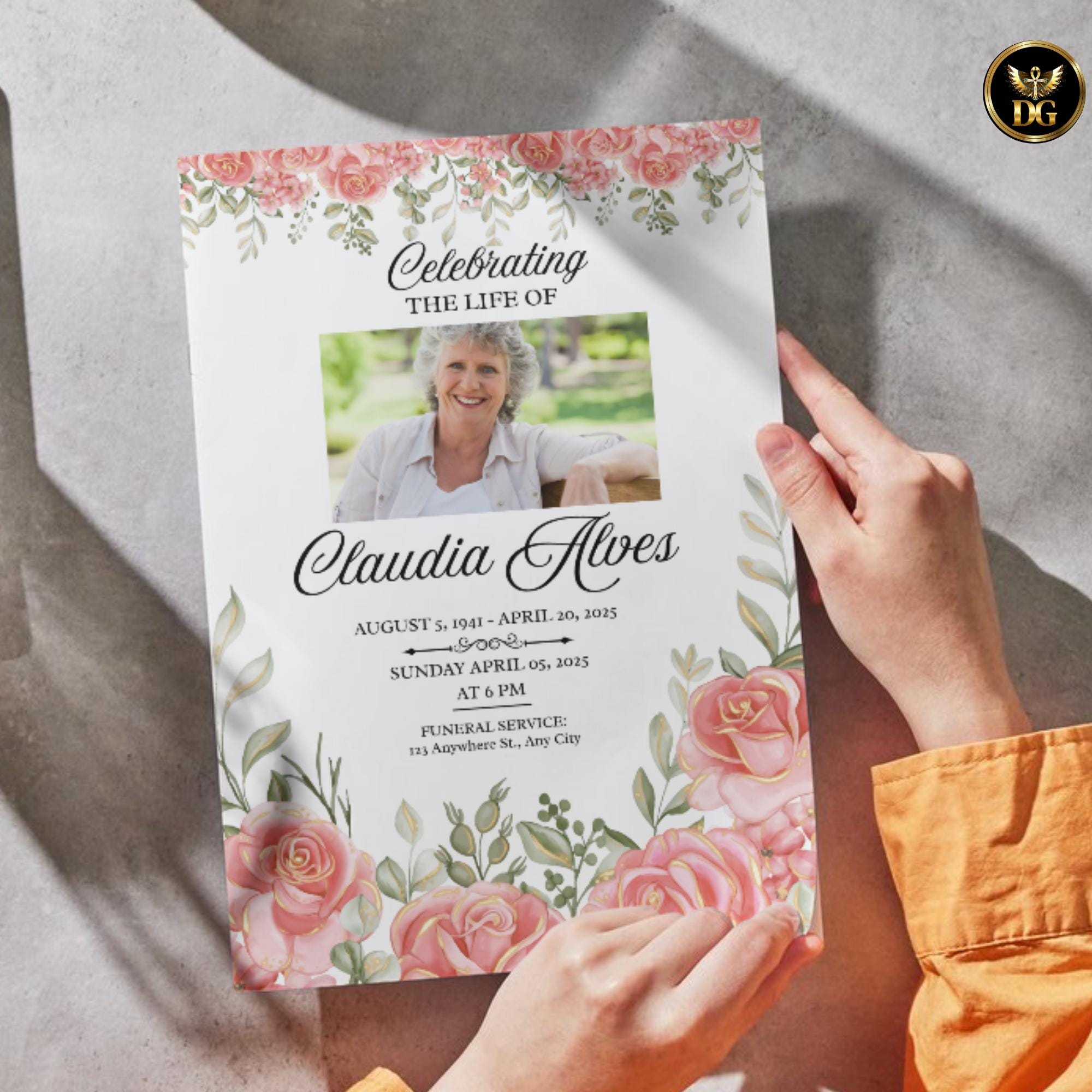 Blush Pink Floral Funeral Invitation Template Editable Memorial Service Invitation Template DigitalDownload Celebration of Life Announcement