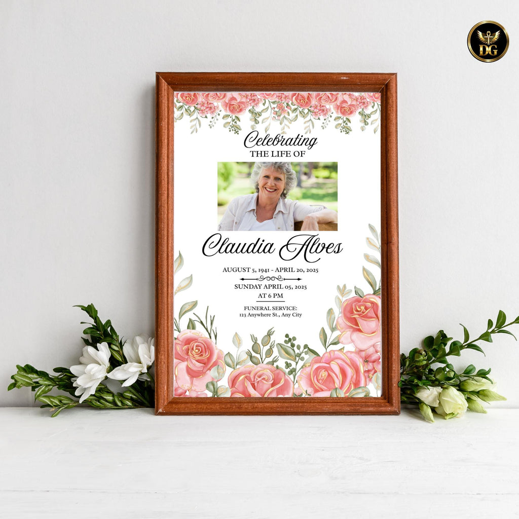 Blush Pink Floral Funeral Invitation Template Editable Memorial Service Invitation Template DigitalDownload Celebration of Life Announcement