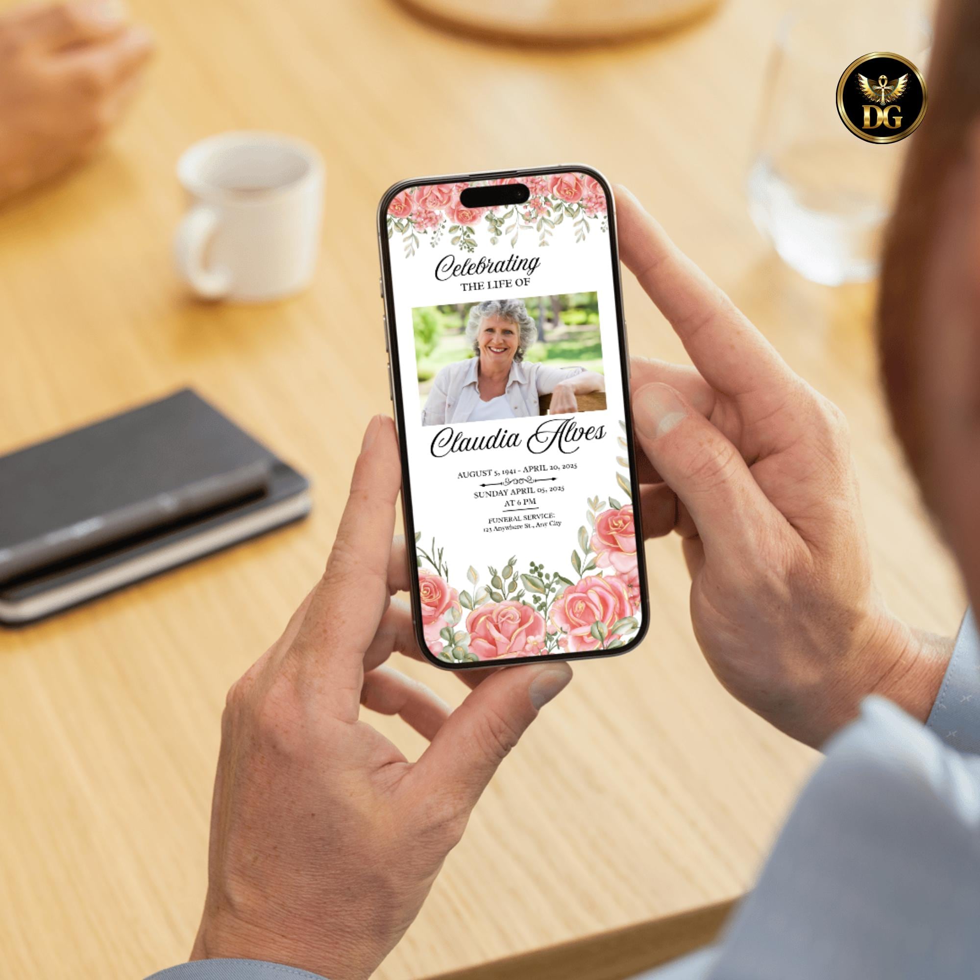 Blush Pink Floral Funeral Invitation Template Editable Memorial Service Invitation Template DigitalDownload Celebration of Life Announcement