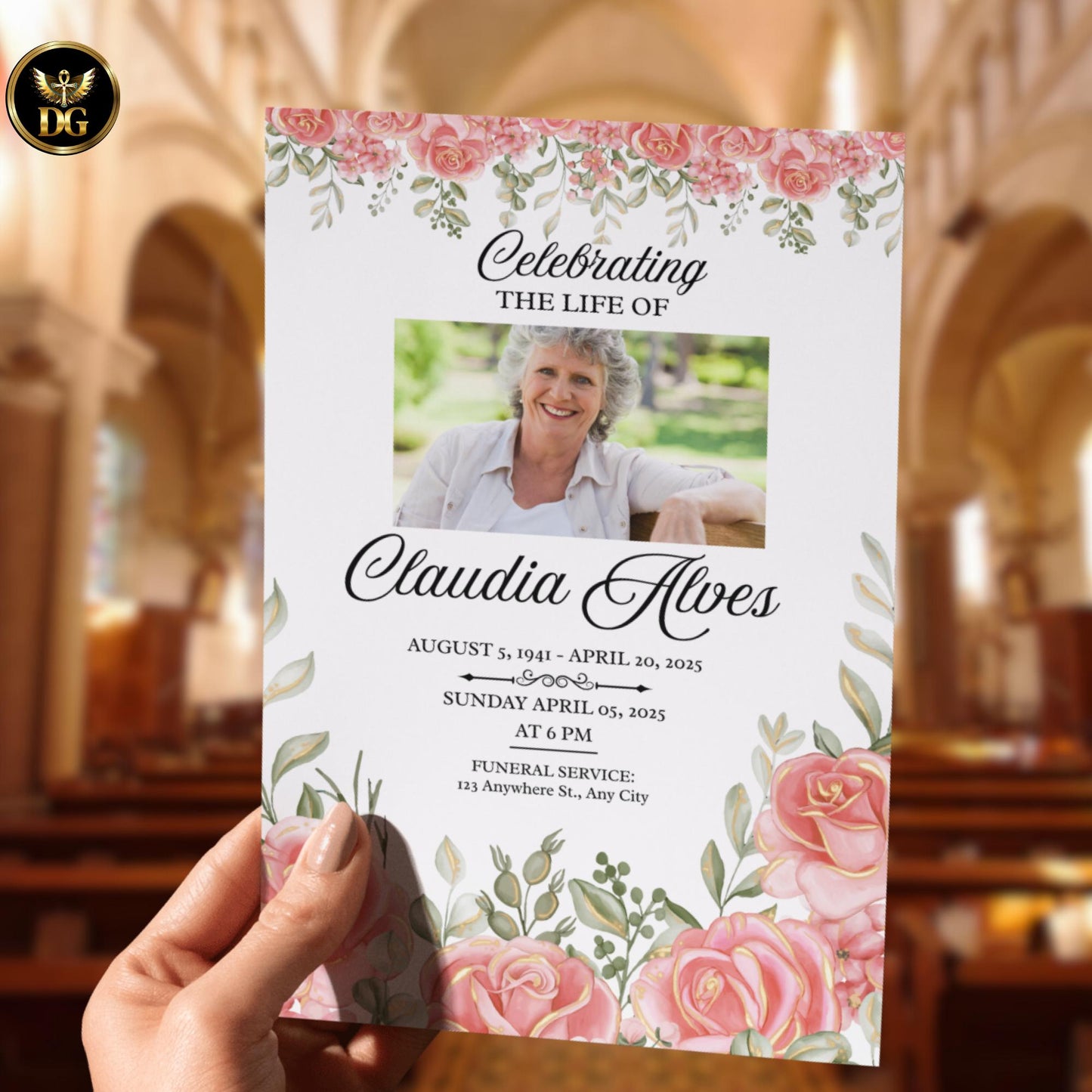 Blush Pink Floral Funeral Invitation Template Editable Memorial Service Invitation Template DigitalDownload Celebration of Life Announcement
