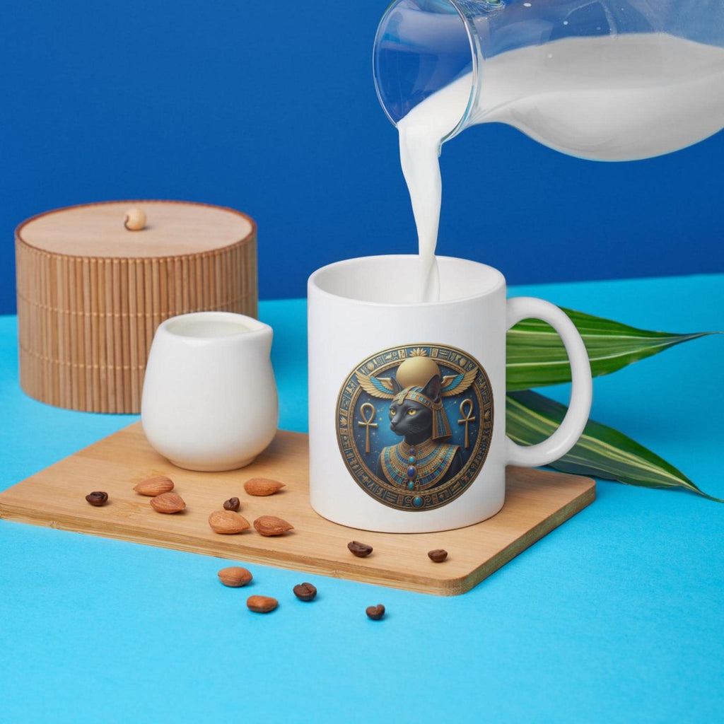 Bastet Mug, Egyptian Goddess Bastet Coffee Mug, Cat Goddess Cup, Ancient Egypt Gift, Witchy Pagan Altar Decor, 11oz 15oz Ceramic Mug