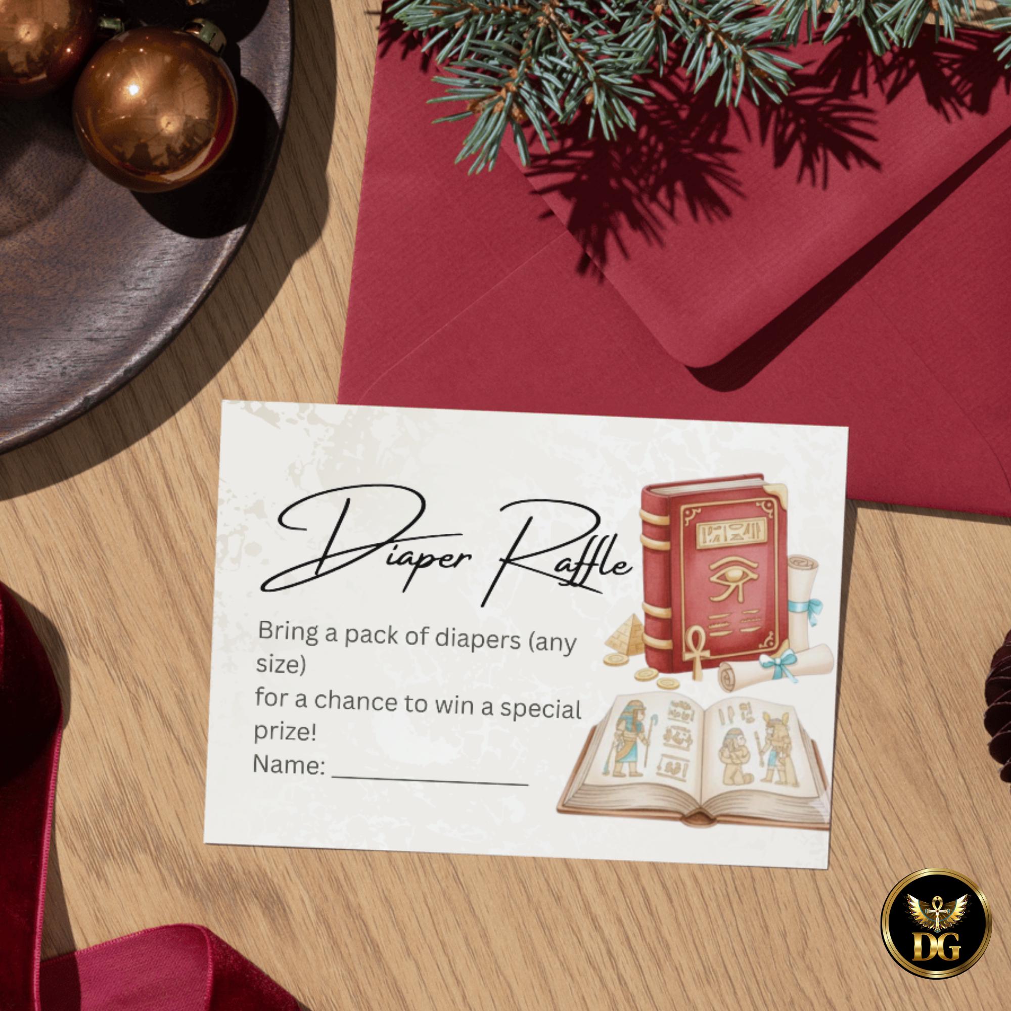 A New Chapter Begins – Cream & Gold Egyptian Baby Shower Invitation with Red Pharaoh Book | Editable Canva Template